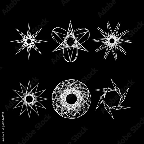 Beautiful geometric pattern astrology set