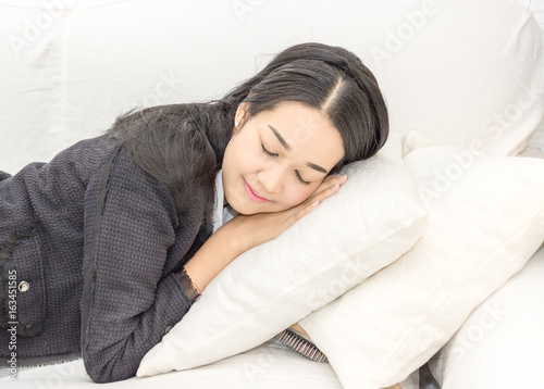 business women sleep after hard job