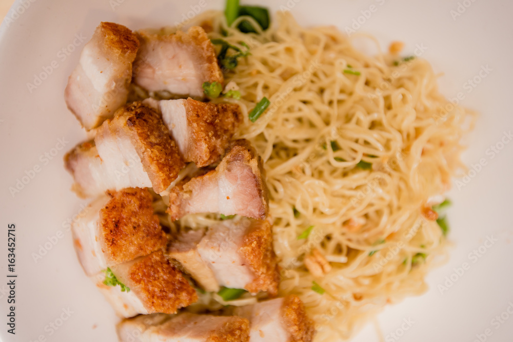 noodle with roast pork, Thai food, Chinese food noodle with roast pork, Thai food, Chinese food