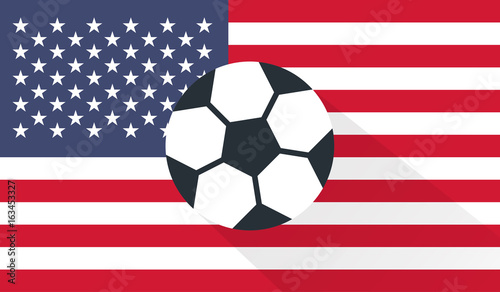 vector football / soccer ball on american flag background