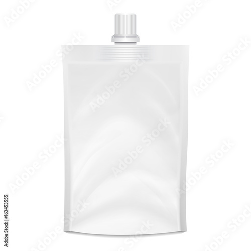 Blank white flexible pouch bag with spout Template Illustration