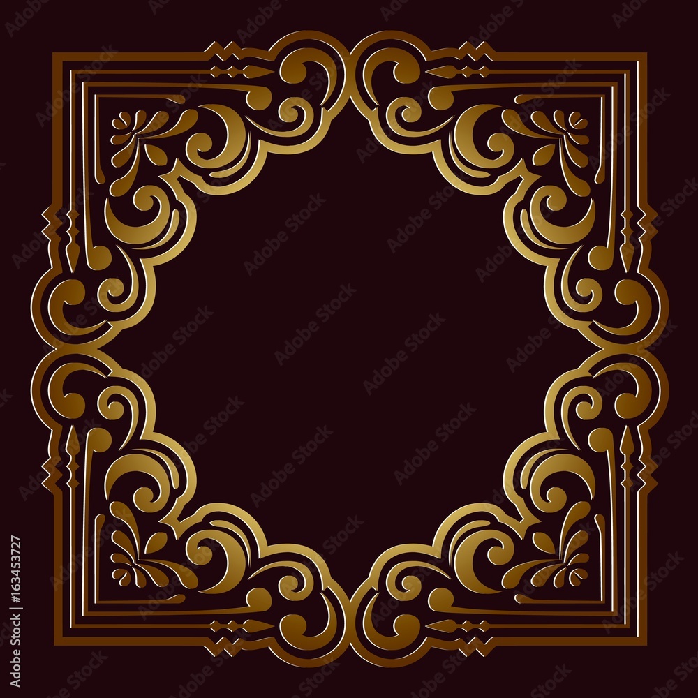 Vector ornate border in Eastern style. Line art element for design Ornamental vintage frame for wedding invitations and greeting cards. Traditional vintage decor.