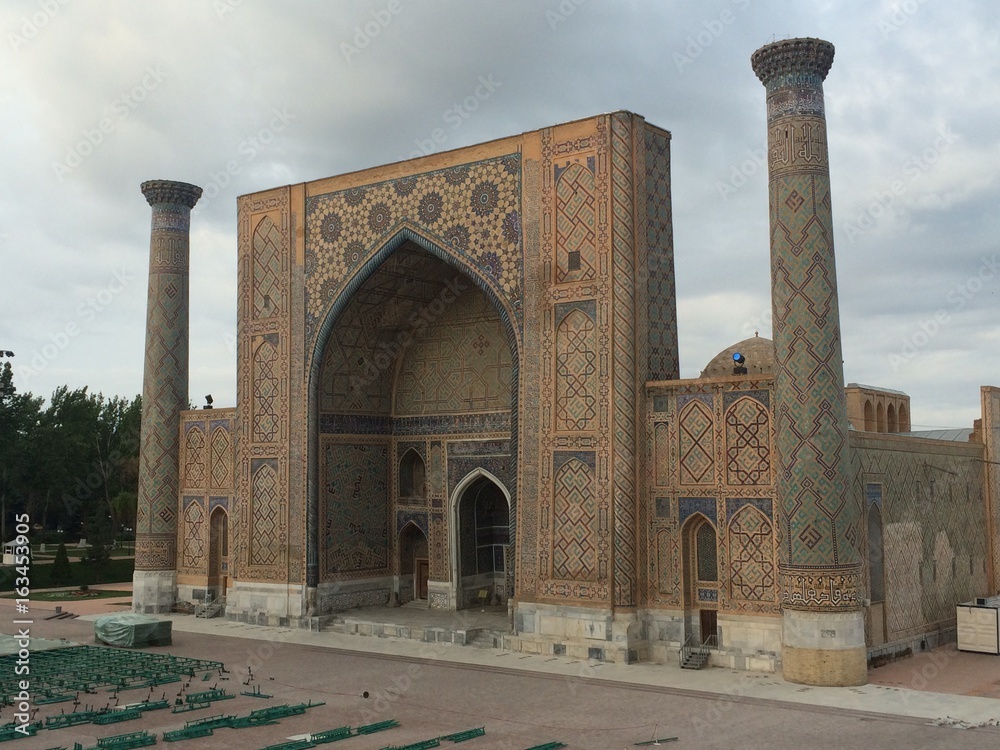 Architectural details of the Registan, in Samarkand, Uzbekistan