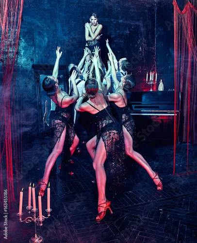 Obraz Studio strzał grupy tancerzy retro