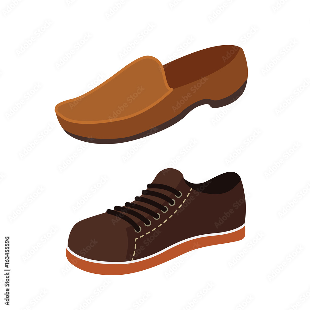 Male man season shoes in flat style. Men boots isolated set vector illustration Male man season shoes in flat style. Men boots isolated set vector illustration