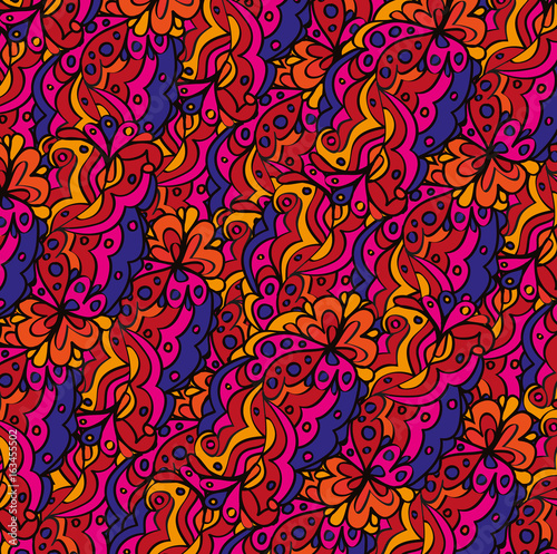 Seamless abstract hand-drawn waves pattern, wavy background.Gorgeous seamless floral background