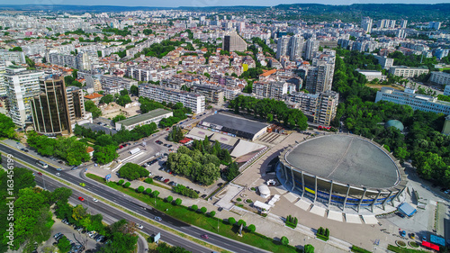Varna 2017 at summer time, aerial view near the sea garden and city center