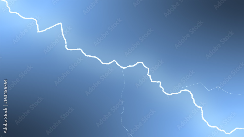 Bright glowing lightning on a dark background 3d illustration