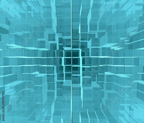 Digital background of blue glowing cubes