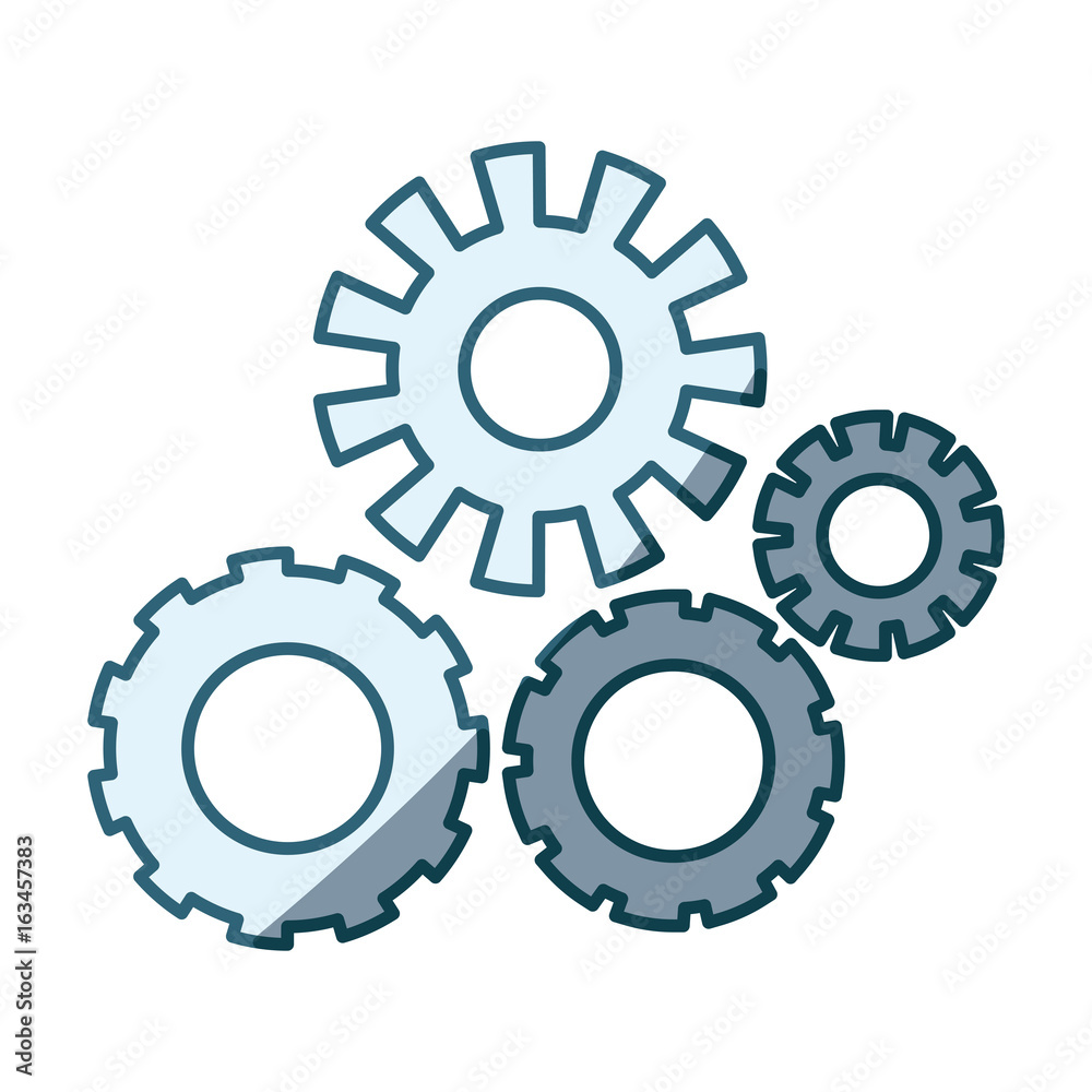 blue shading silhouette with pinions set vector illustration blue shading silhouette with pinions set vector illustration