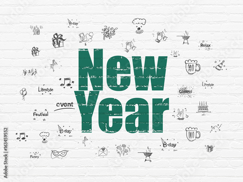 Entertainment  concept  New Year on wall background