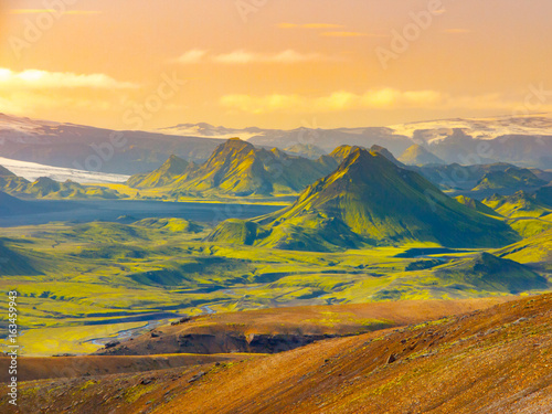 Landscape of Icelandic Highlands at Laugavegur trail with Alftavatn Lake, Iceland. © pyty