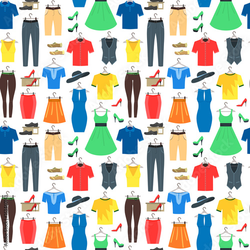 Man and Woman Clothes Background Pattern Vector