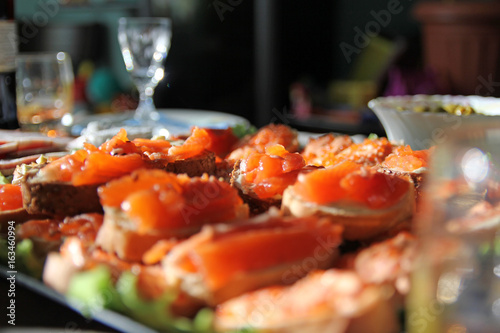 Wallpaper Mural Sandwiches with pink salmon on a plate Torontodigital.ca