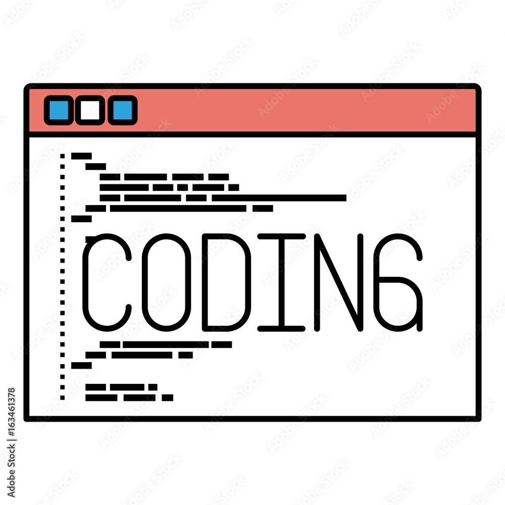 silhouette color sections of programming window with script of coding vector illustration silhouette color sections of programming window with script of coding vector illustration