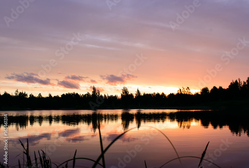 sunset on the lake