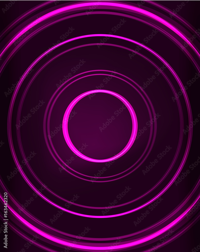 Neon circles abstract background