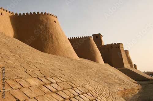 The watchtower of the Khuna Ark, the fortress and residence of the rulers of Khiva, in Uzbekistan. The Ark was built in the 12th Century. photo