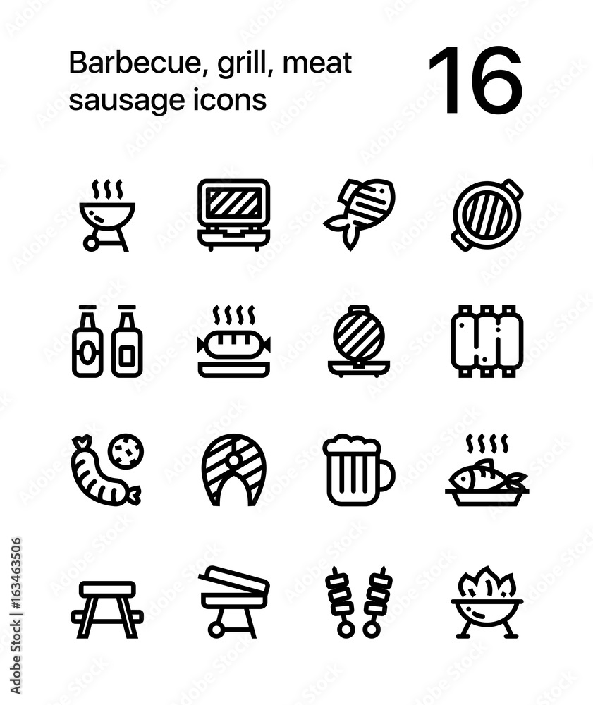 Barbecue, grill, meat, sausage icons for web and mobile design pack 2