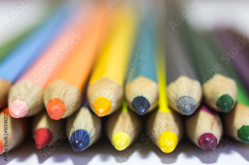 Stationery - coloured pencil crayons stacked up (Macro shot no.1)