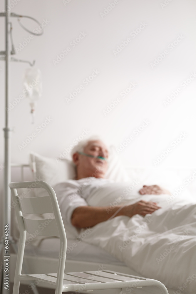Sick man sleeping in bed Sick man sleeping in bed