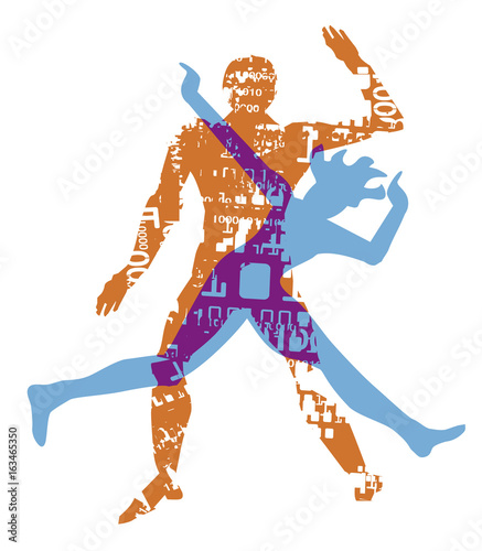 Young couple domestic violence.
Stylized silhouettes of Man biting woman. Vector available.
