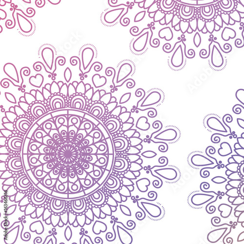 pattern purple gradient brilliant flower mandala vintage decorative swirl ornament vector illustration