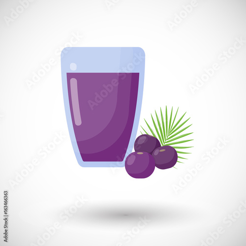Acai berries juice vector flat icon