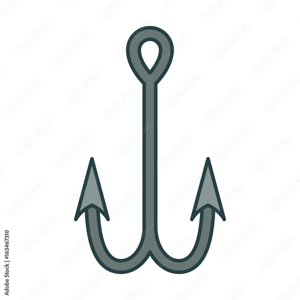 colorful silhouette of metallic double fishhook with thick contour vector illustration colorful silhouette of metallic double fishhook with thick contour vector illustration