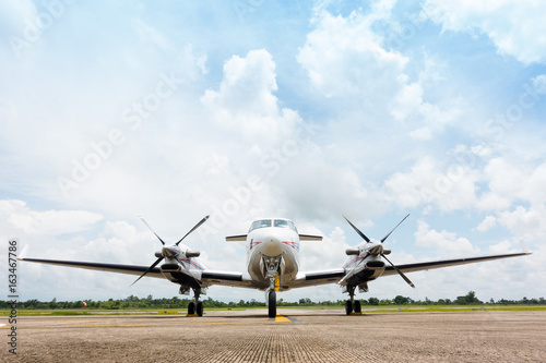 Propeller plane parking at the airport