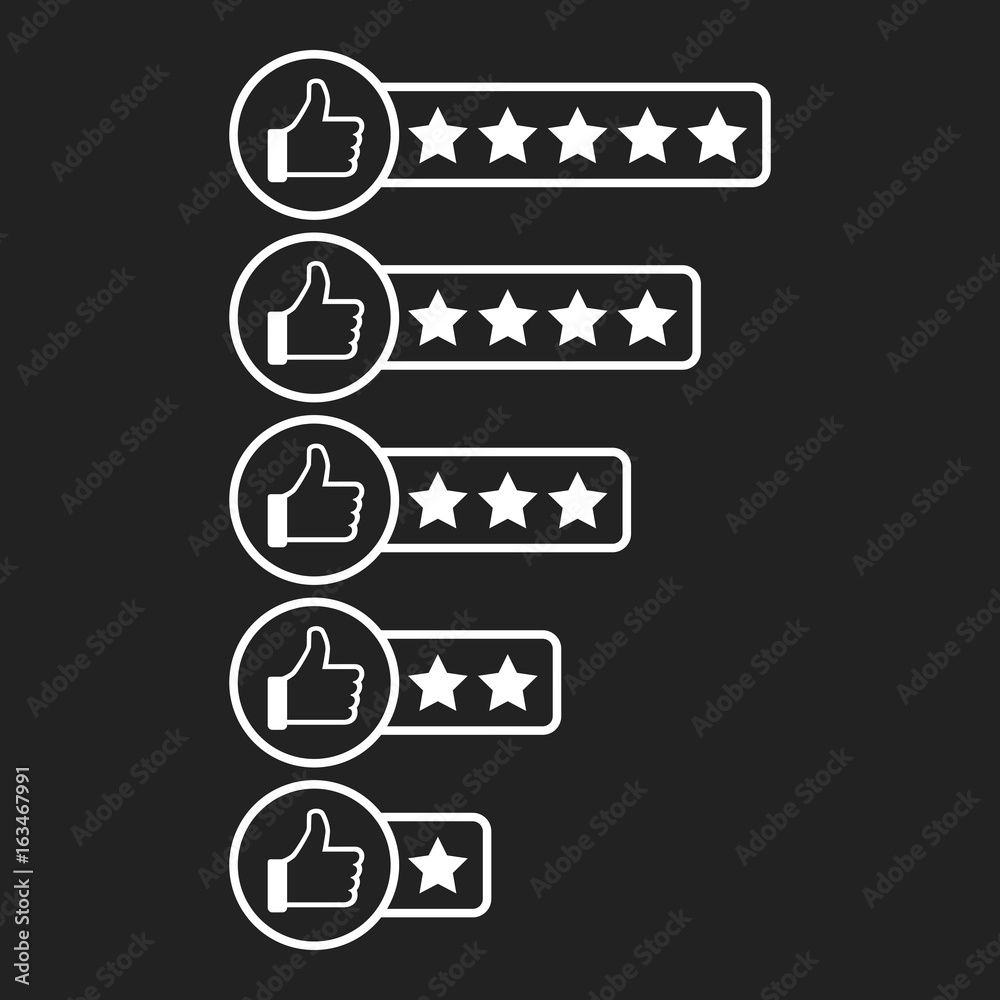 Customer review icon. Thumb up with stars rating vector illustration. Customer review icon. Thumb up with stars rating vector illustration.