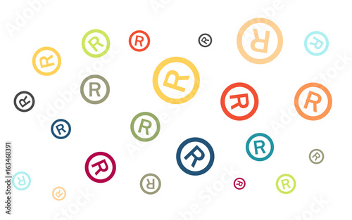 Viele bunte Copyright Symbole