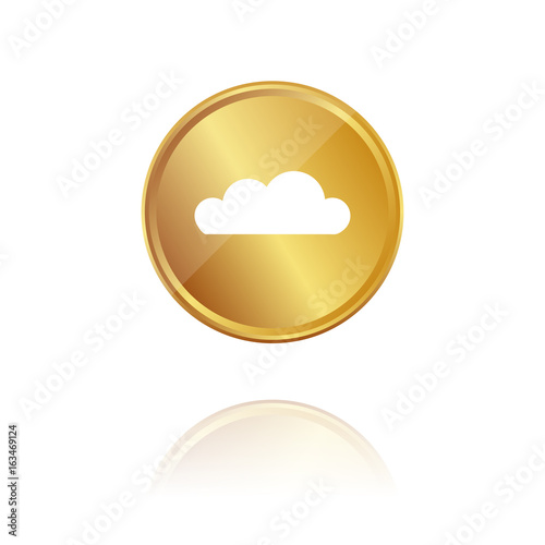 Wolke - Cloud - Gold Münze mit Reflektion