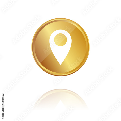 Markierung - Position - Gold Münze mit Reflektion