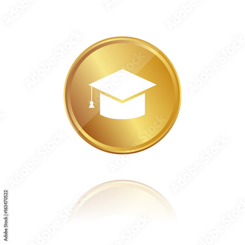 Karriere - Universität - Gold Münze mit Reflektion