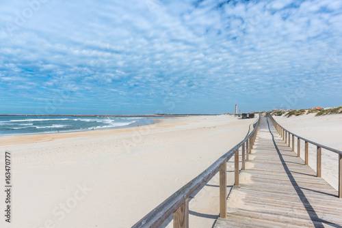 Beach path between sand dunes at Costa Nova beach. Aveiro.  Portugal © alexanderkonsta