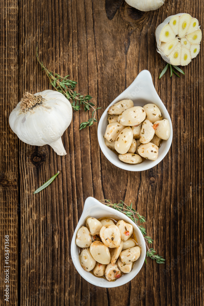 Marinated Garlic (selective focus, close-up shot) Marinated Garlic (selective focus, close-up shot)