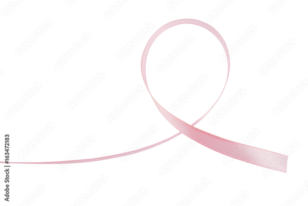 Breast cancer pink ribbon isolated on white background.