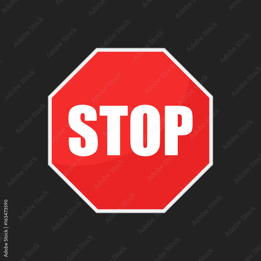 Red stop sign vector icon. Danger symbol vector illustration. Red stop sign vector icon. Danger symbol vector illustration.