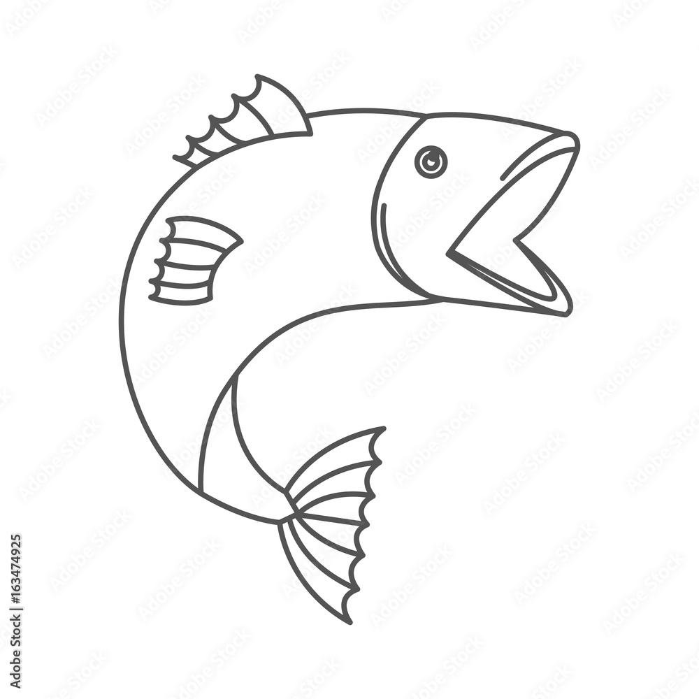 sketch silhouette of open mouth trout fish vector illustration Stock