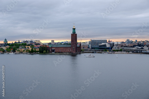 Panorama of Stockholm with the Town Hall on a cloudy day
