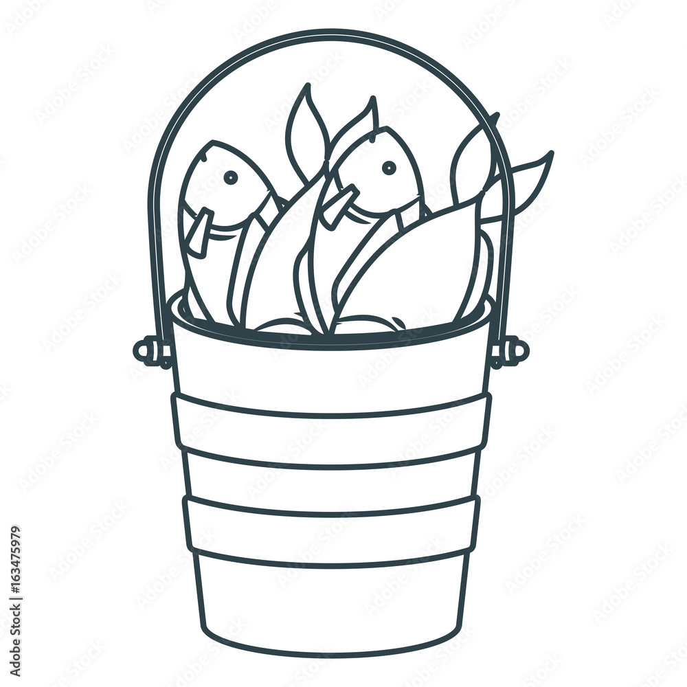 blue dark silhouette bucket full fish vector illustration blue dark silhouette bucket full fish vector illustration