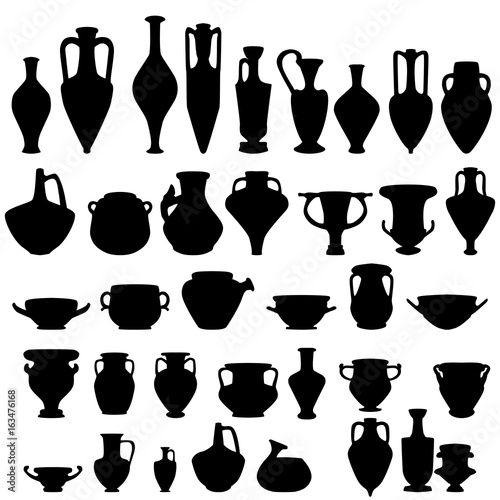 Antique ceramics, vector silhouettes photo