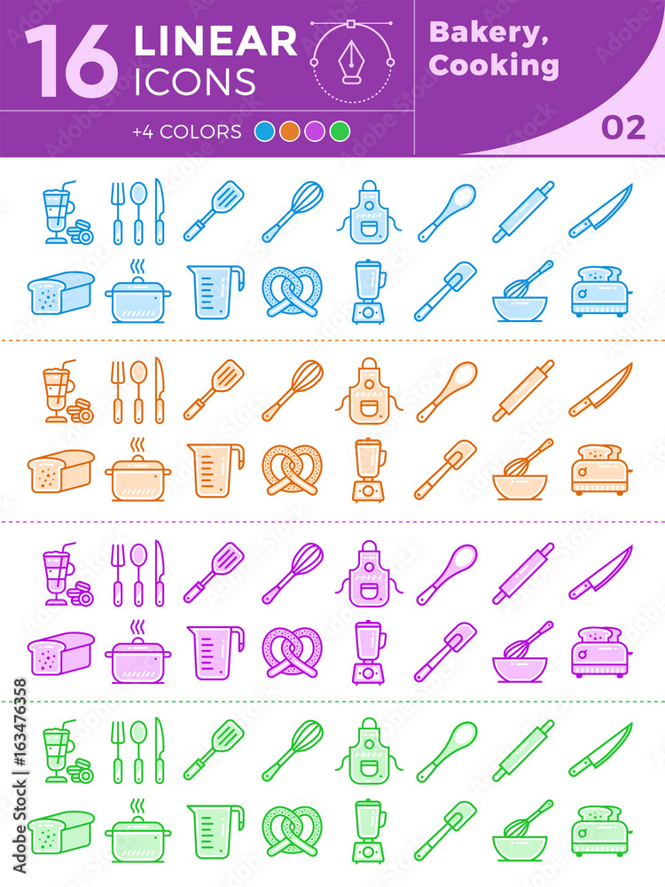 Unique linear icon of bakery, cooking. Suitable for print media, info graphics and interfaces