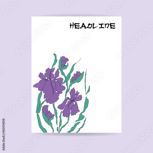 Floral flyer design. Hand-drawing ink illustration.
