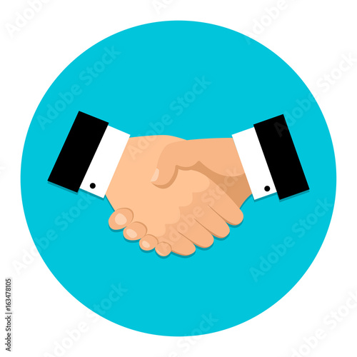 Handshake icon. Shake hands, agreement, good deal, partnership concepts. Vector image photo
