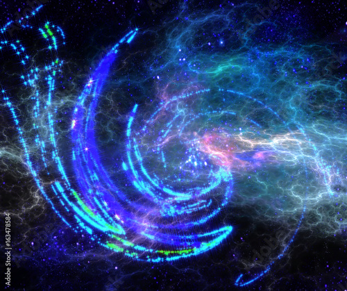 Abstract spiral star with a translucent interstellar gas. Fractal art graphics
