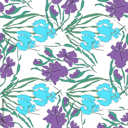 abstract seamless pattern with irises. 