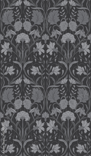 Gray floral pattern.