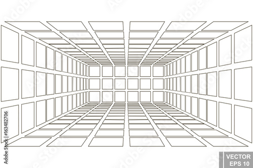 Perspective. Square. Three-dimensional 3D. The outline is isolated on a white background.